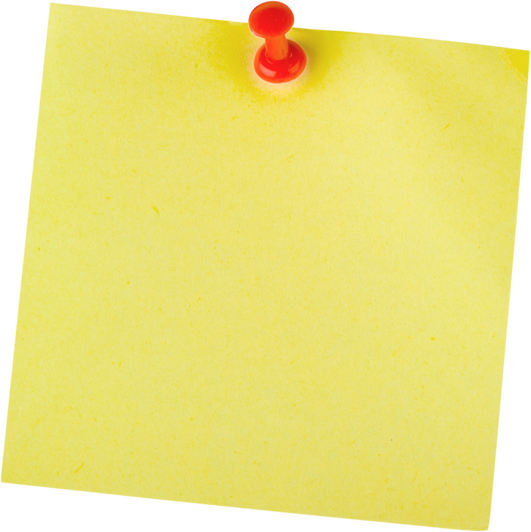 Yellow Sticky Note with Pin 